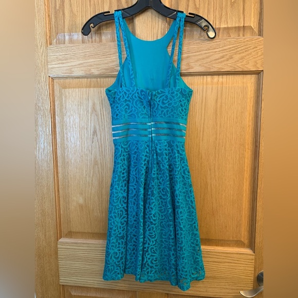 City Studio Lace Fit & Flare Teal Juniors Dress Size 1 - Formal Homecoming - Picture 3 of 6